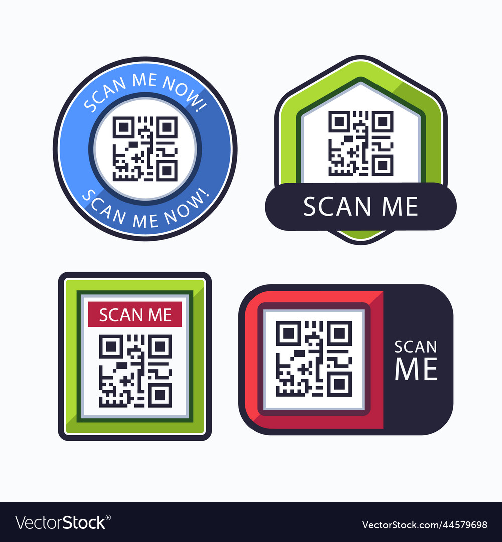 Flat design scan me stamp set vector image Flat design scan me stamp set