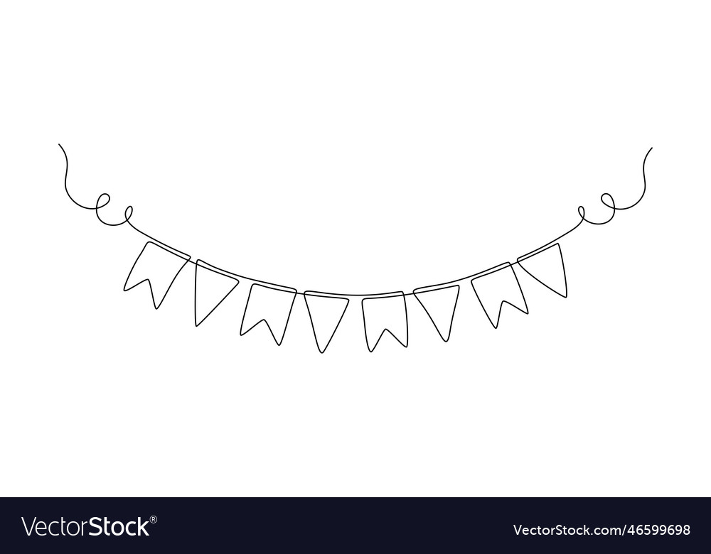 Garland bunting with flags in one continuous line