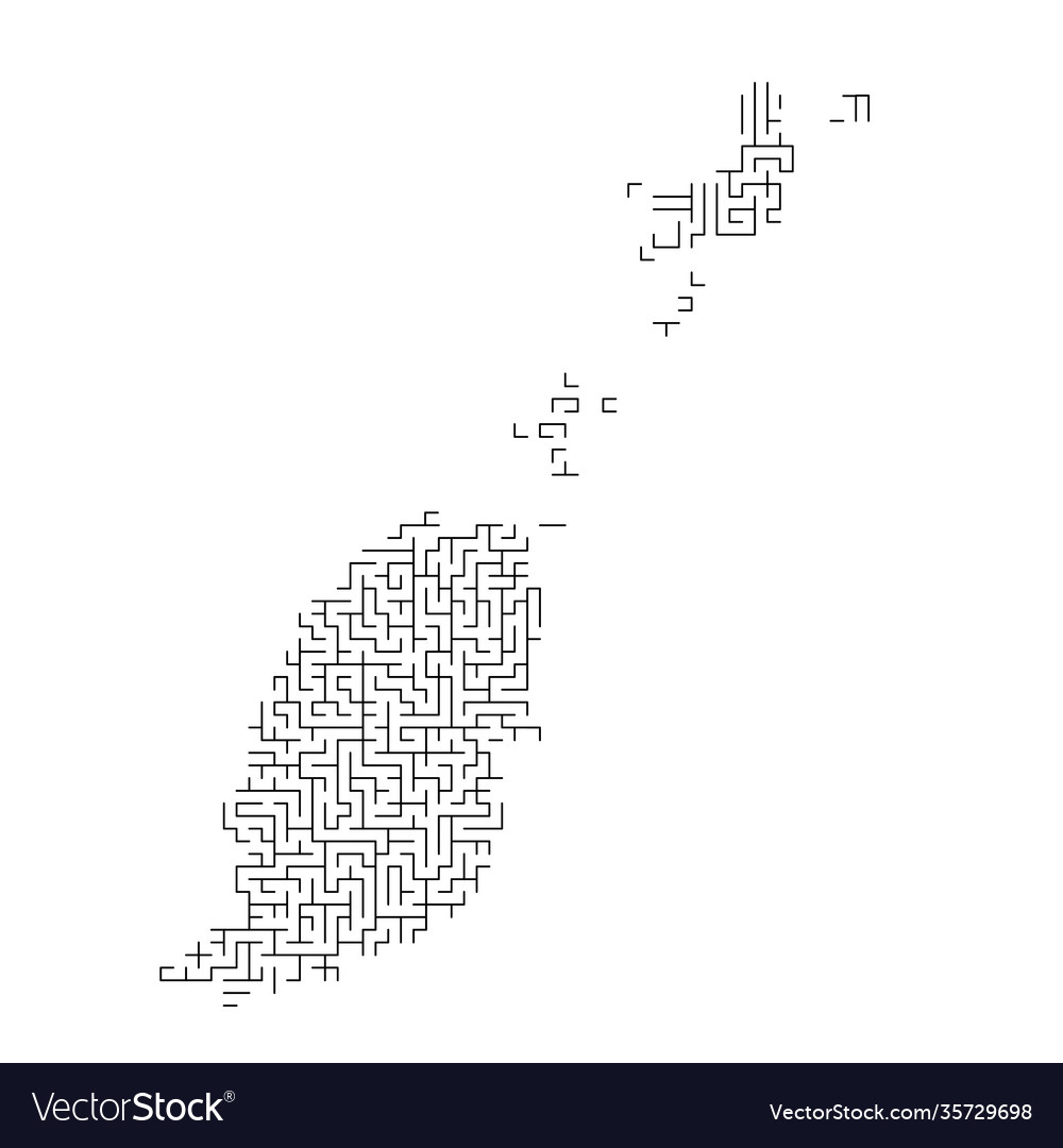 Grenada map from black pattern maze grid vector image Grenada map from black pattern maze grid