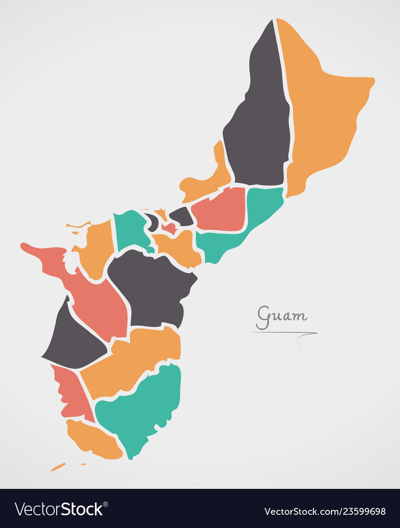 Guam map with states and modern round shapes