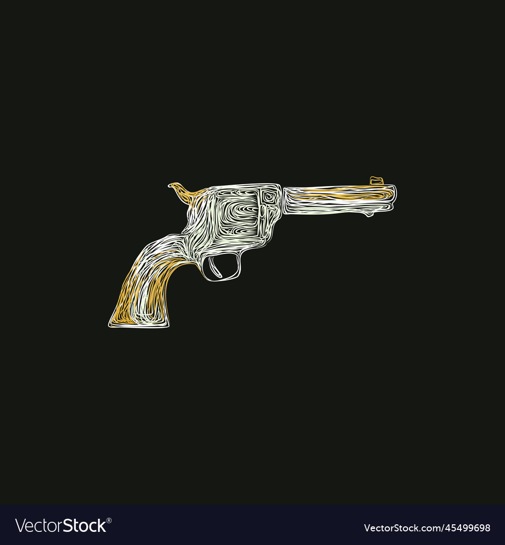 Handgun pistol weapon artwork style design Vector Image