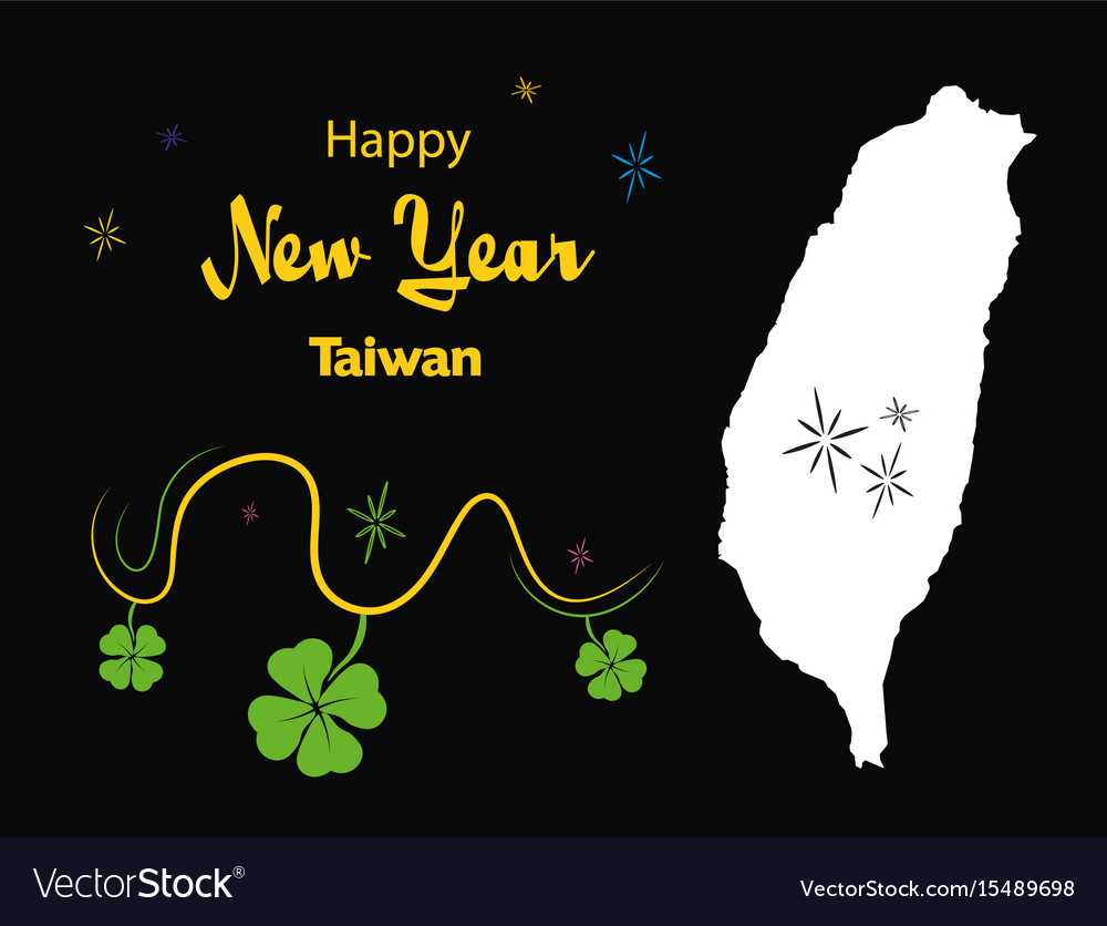 Happy new year theme with map of taiwan