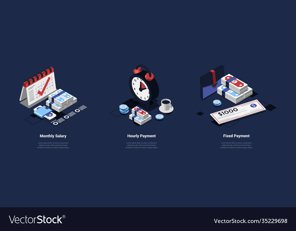 Isometric composition with three separate vector image Isometric composition with three separate