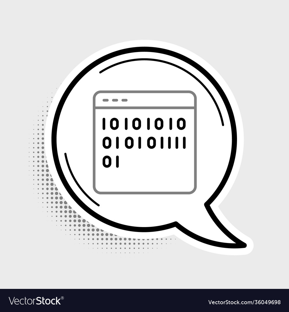 Line binary code icon isolated on grey background vector image Line binary code icon isolated on grey background