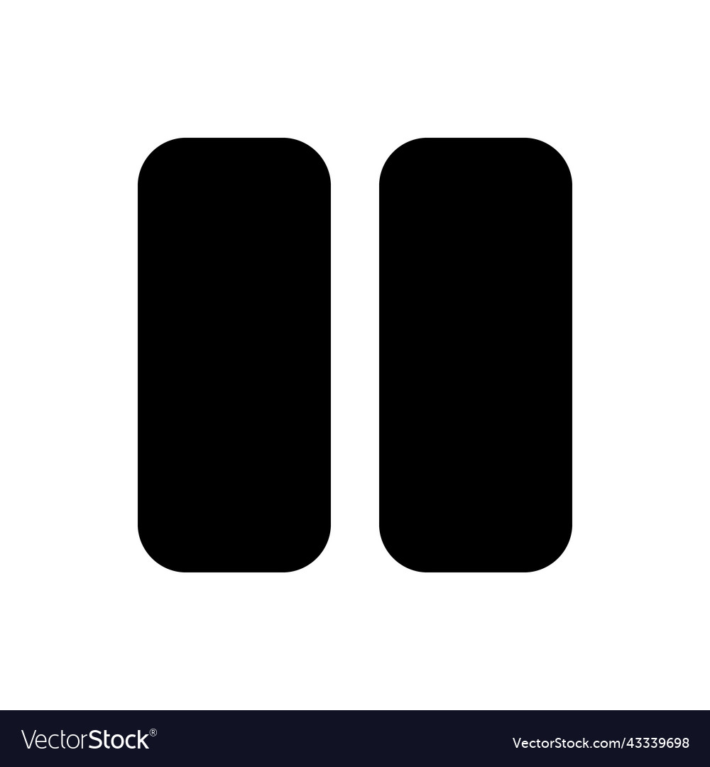 Pause button black glyph ui icon vector image Pause button black glyph ui icon