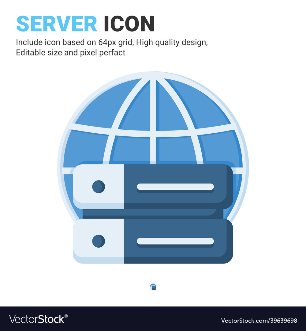 Server icon with flat color style isolated vector image Server icon with flat color style isolated