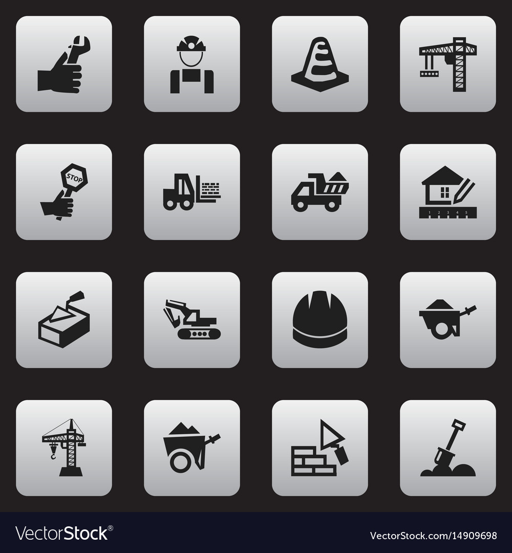 Set of 16 editable structure icons includes