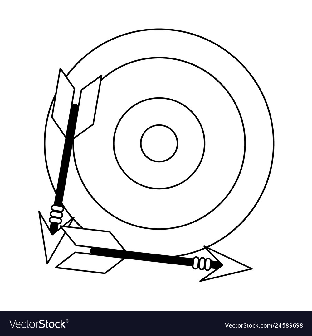 Target dartboard with arrow symbol in black vector image Target dartboard with arrow symbol in black