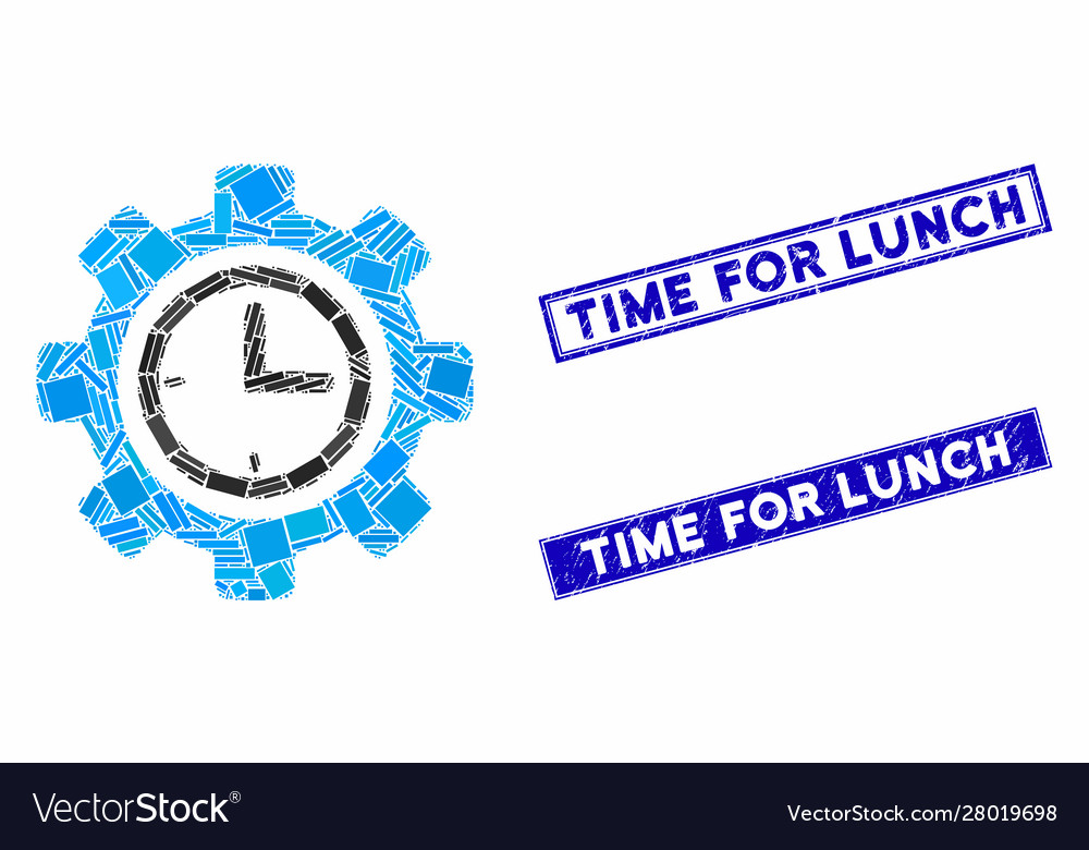 Time setup gear mosaic and grunge rectangle seals