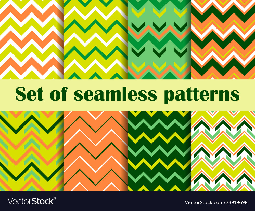 Zigzag set seamless pattern irish colors vector image Zigzag set seamless pattern irish colors