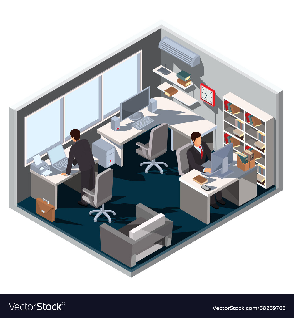 3d isometric interior office room