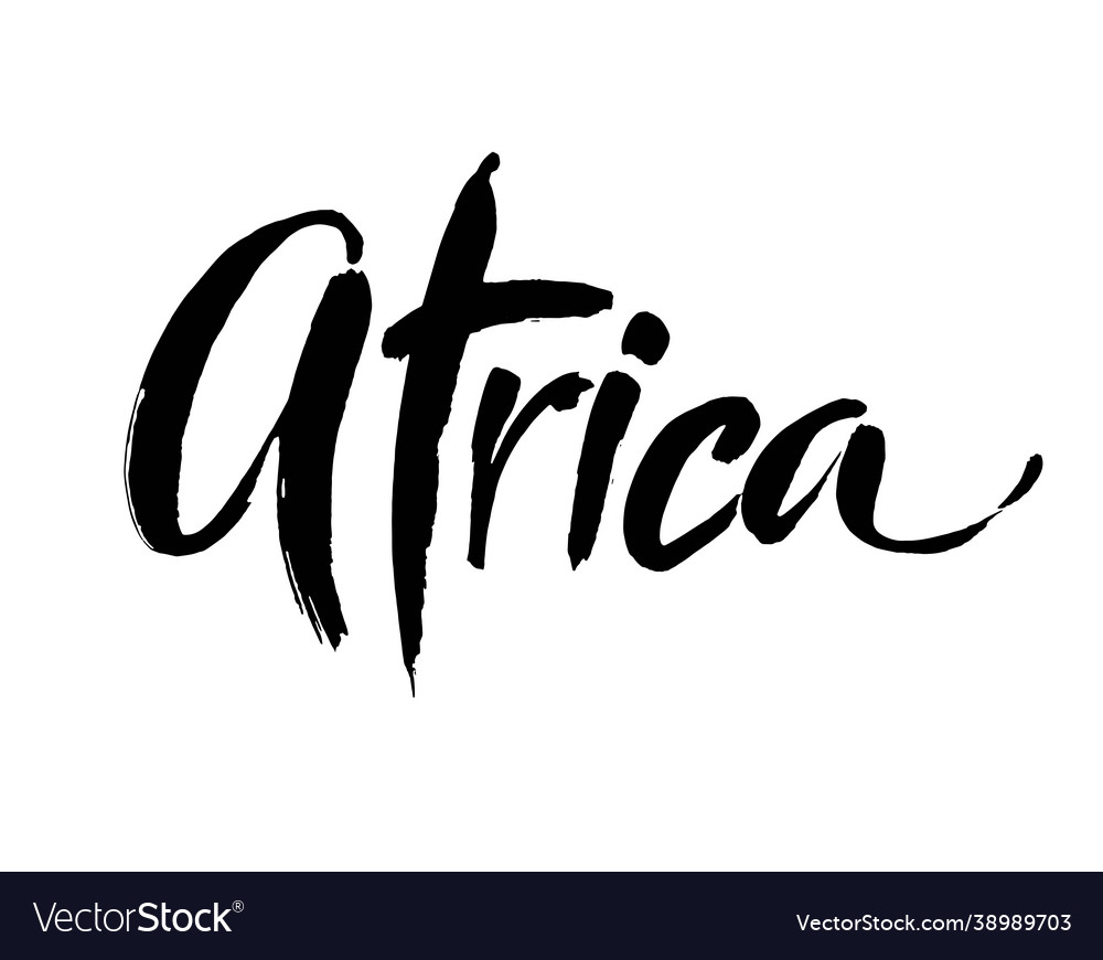 Africa word hand drawn lettering on a white