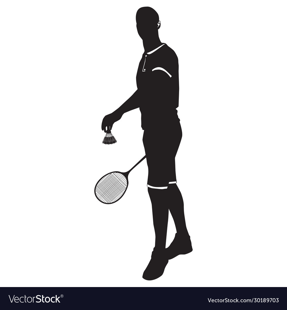 Badminton player with racket and shuttlecock