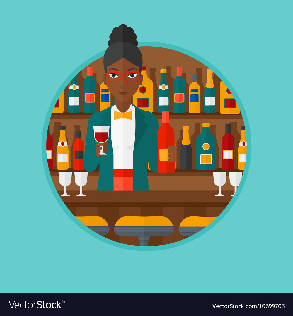 Bartender standing at the bar counter Royalty Free Vector