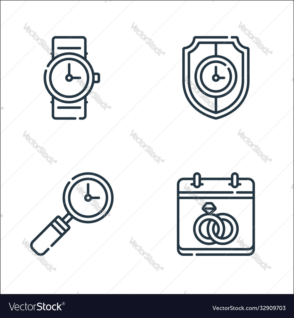 Calendar and date line icons linear set quality vector image Calendar and date line icons linear set quality