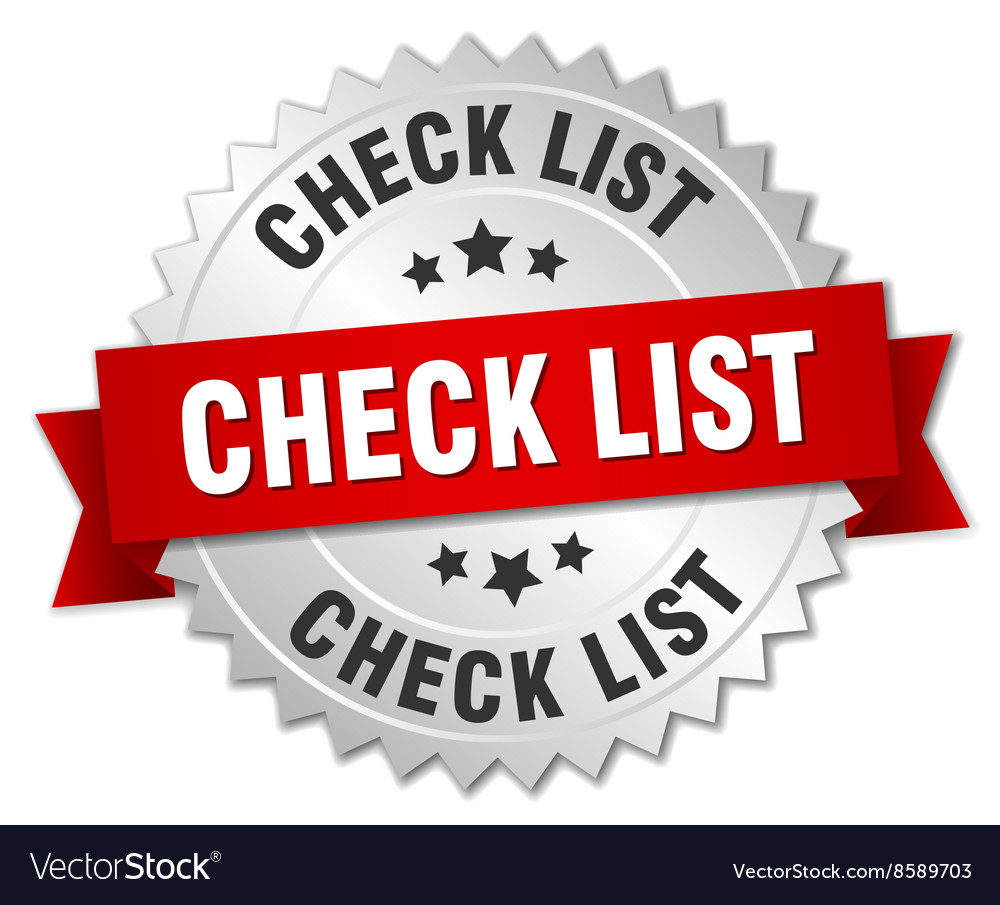 Check List 3d Silver Badge With Red Ribbon Vector Image