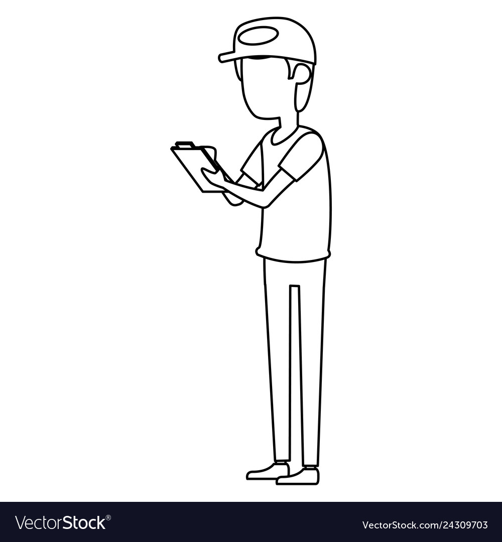 Delivery worker with checklist vector image Delivery worker with checklist