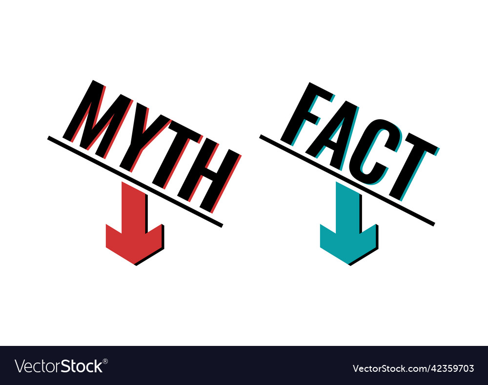 Fact and myth with arrow icon set vector image Fact and myth with arrow icon set