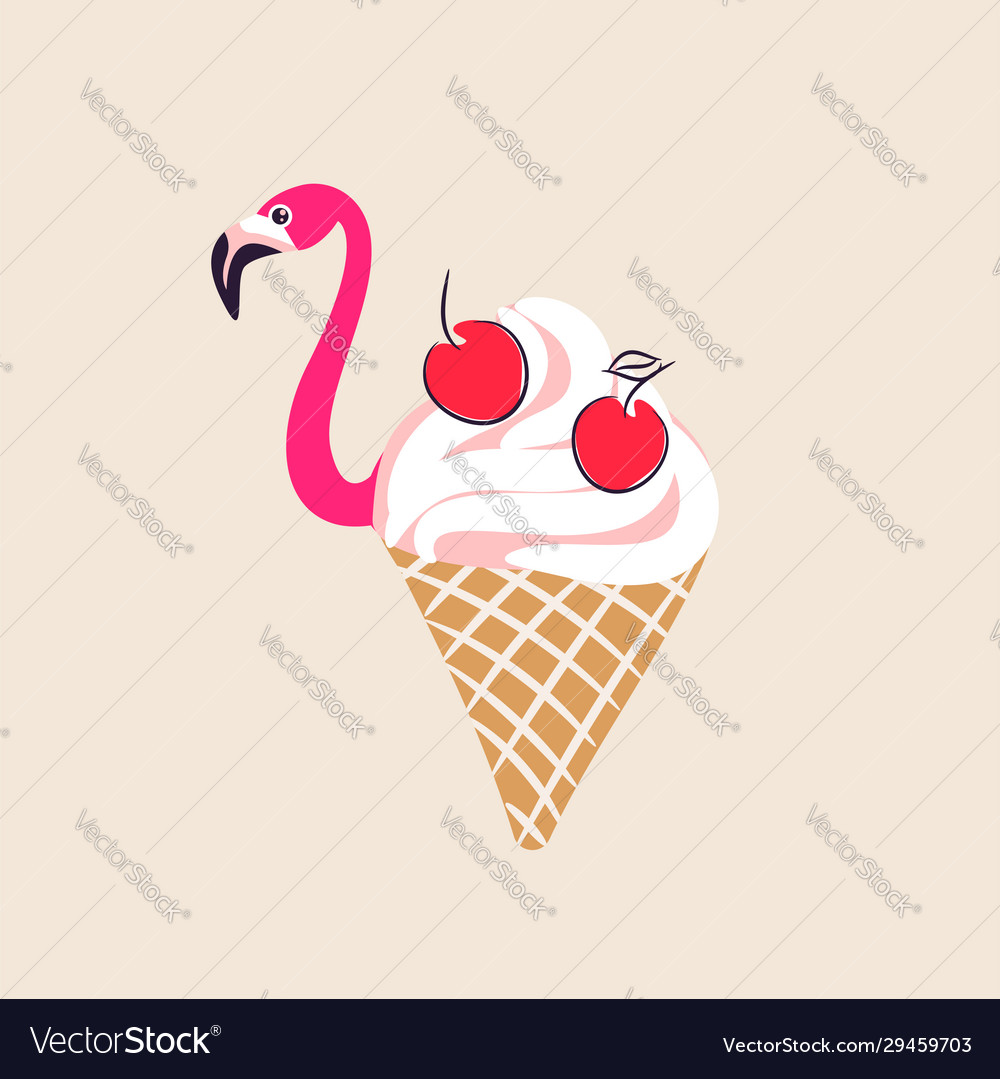 Flamingo ice cream summer tropical