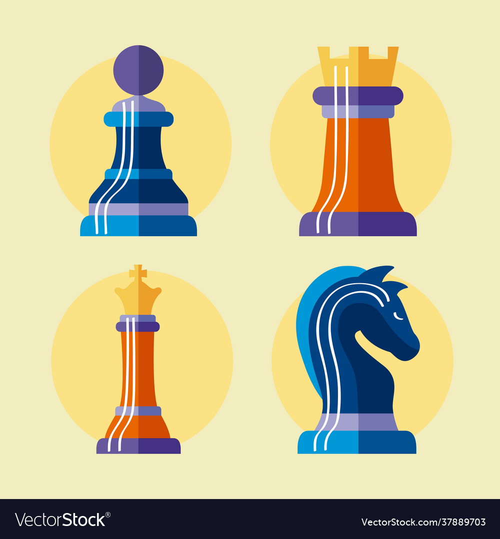 Free Vector  Four set of chess pieces illustration