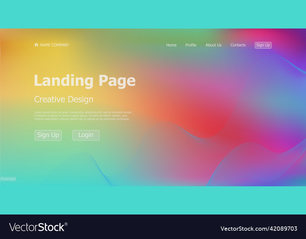 Gradient colorful web template landing page
