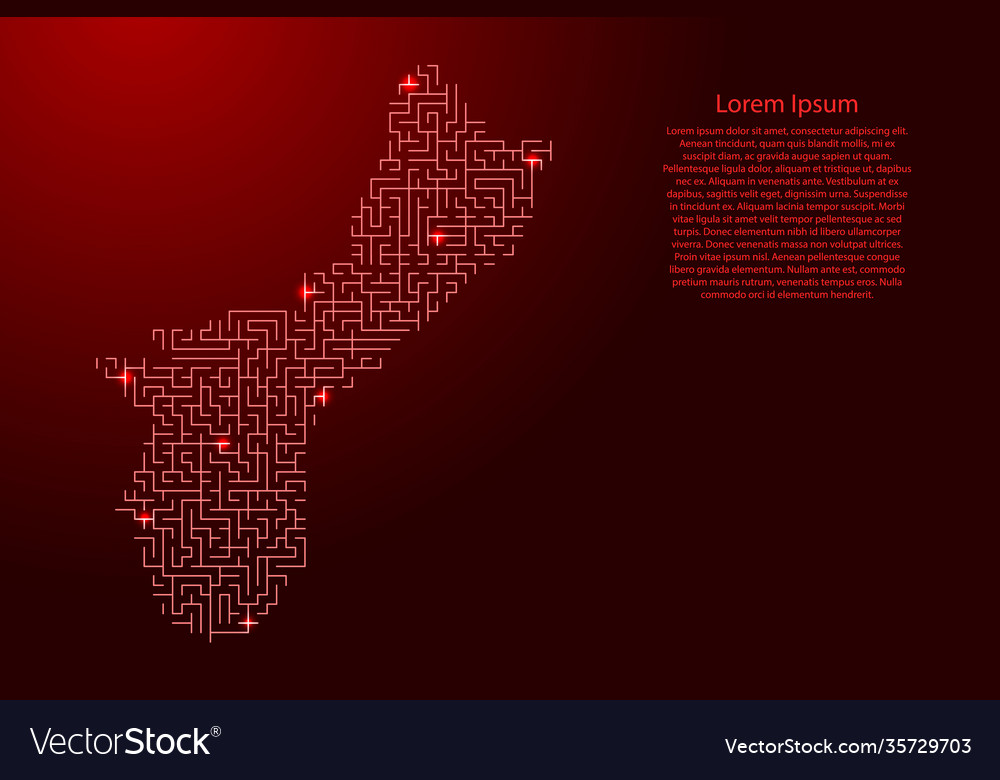 Guam map from red pattern maze grid Vector Image Guam map from red pattern maze grid