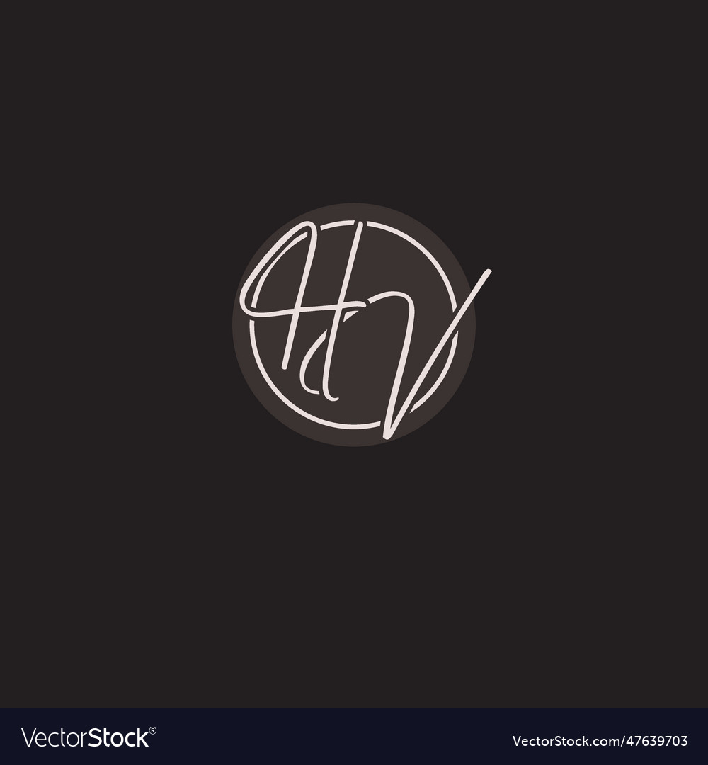 Initials hv logo monogram with simple circle line