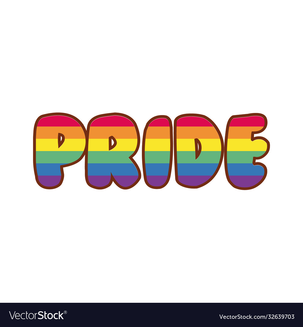 Pride word with lgbtiq flag gay line and fill Vector Image