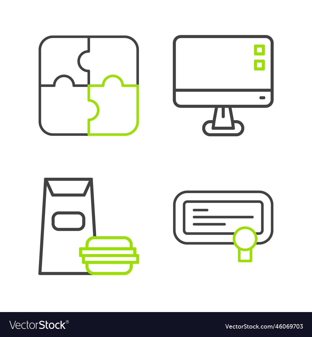 Set line certificate template burger computer vector image Set line certificate template burger computer