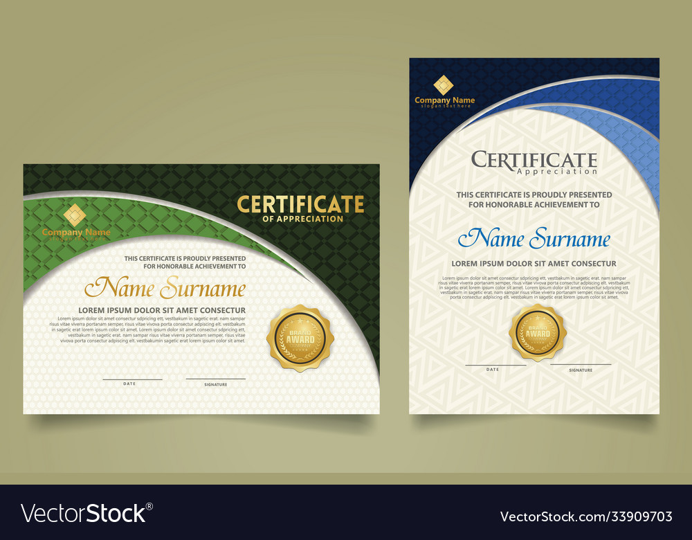 Set modern certificate template with realistic vector image Set modern certificate template with realistic