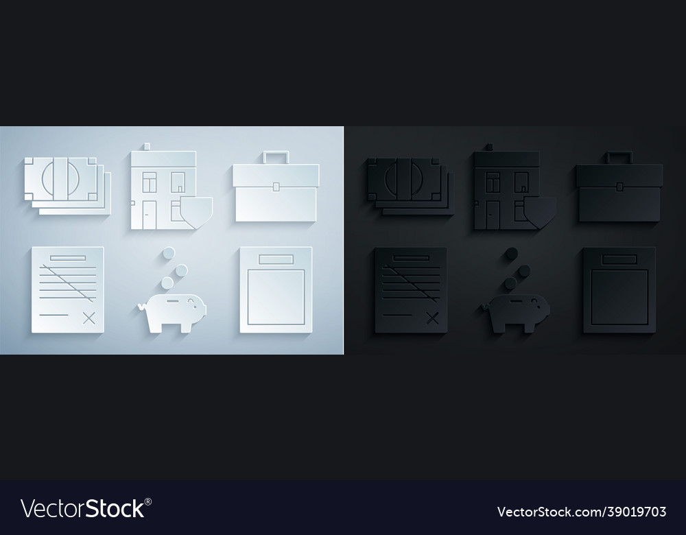 Set piggy bank with coin briefcase delete file Vector Image Set piggy bank with coin briefcase delete file