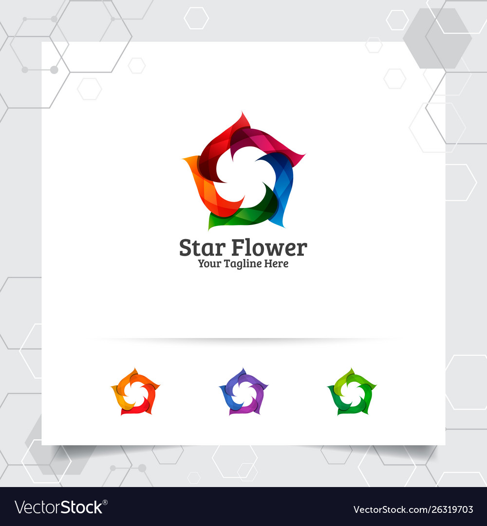 Star logo design concept connected loop symbol