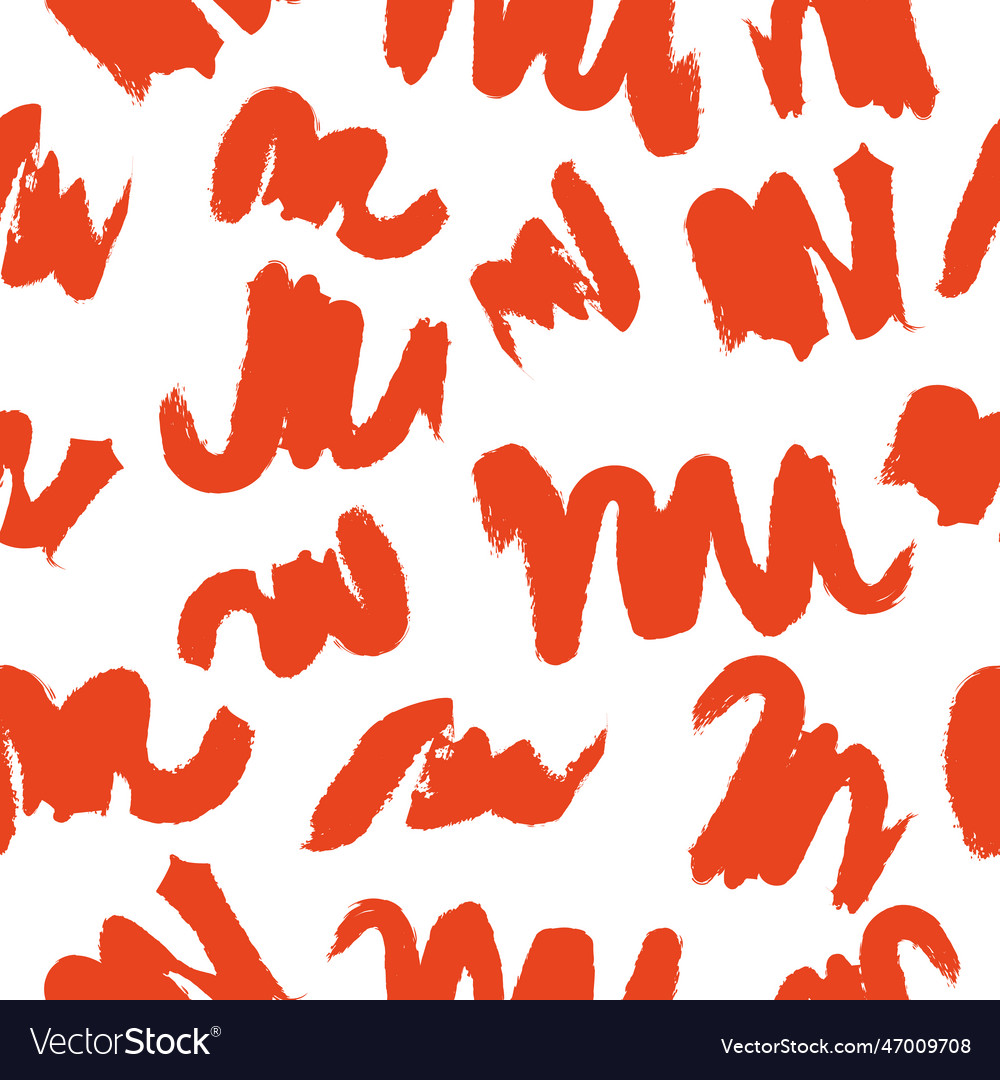 Abstract drawn red brush stroke design pattern vector image Abstract drawn red brush stroke design pattern