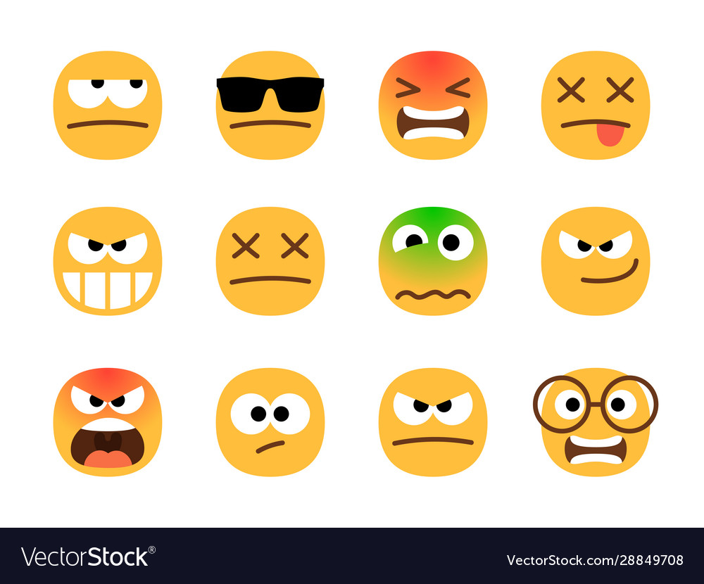 Anger emoticons angry emoji set shocked and Vector Image