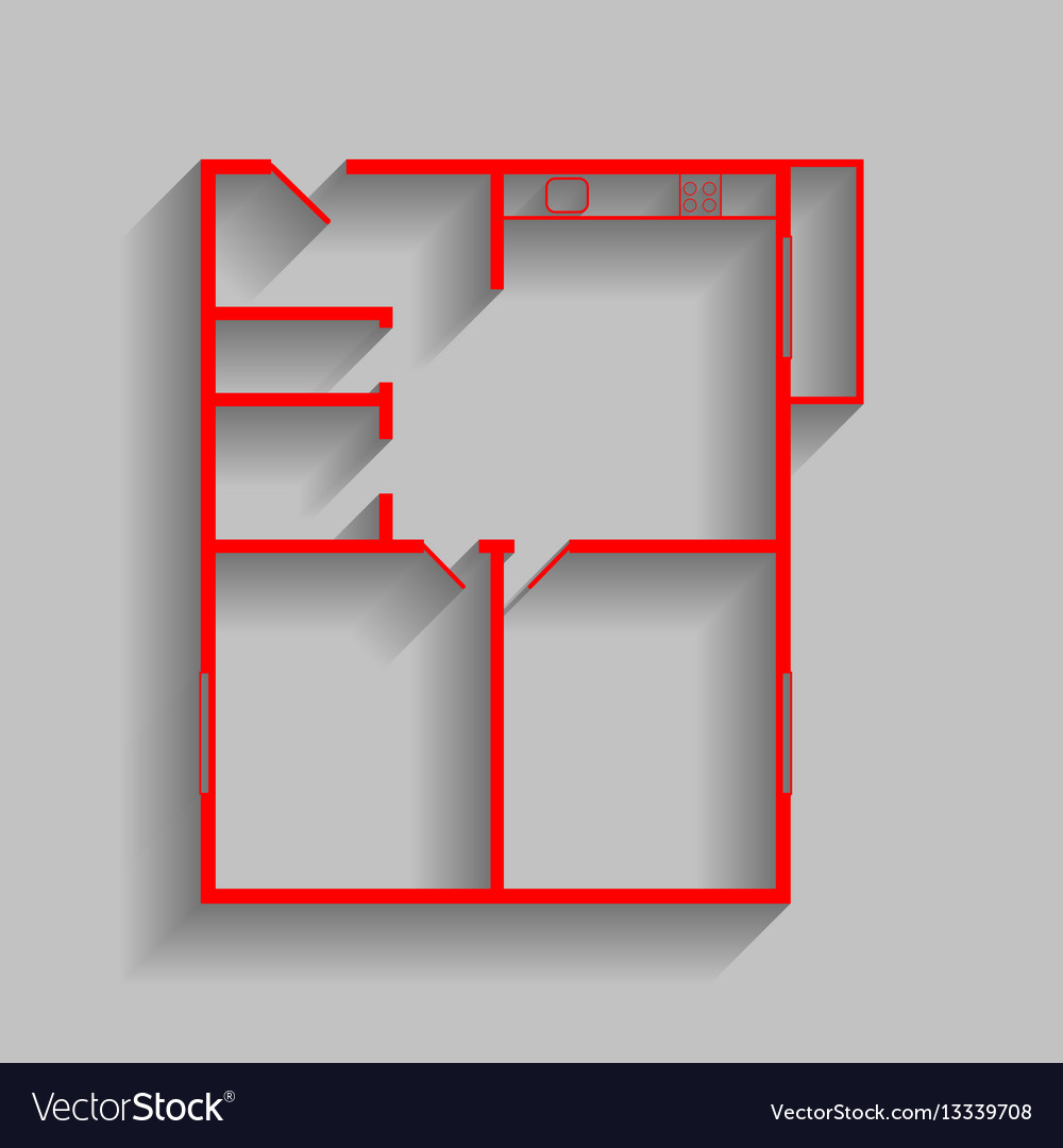 Apartment house floor plans red icon