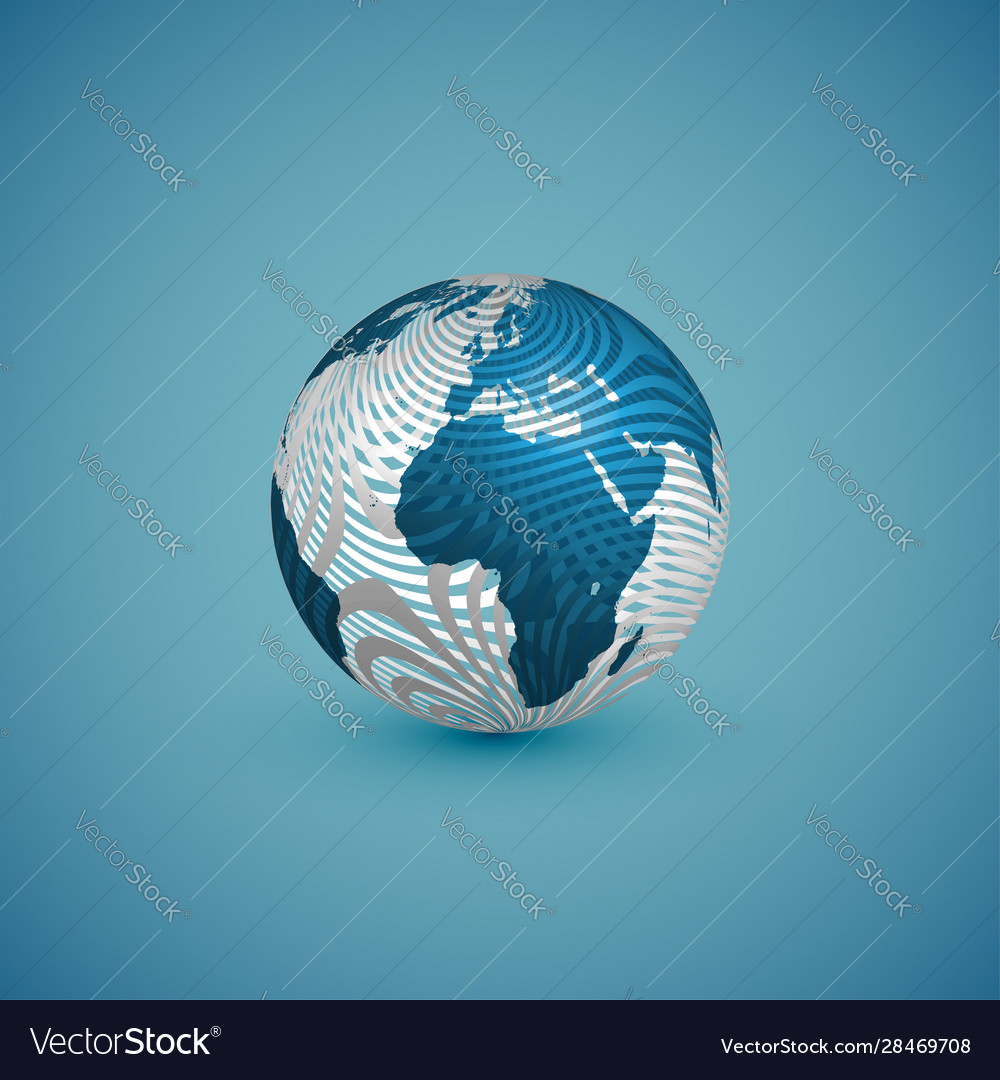 Blue globe map with pattern sphere