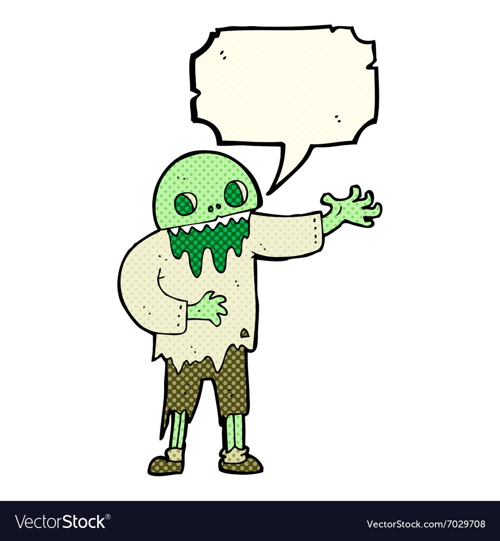 Cartoon spooky zombie with speech bubble