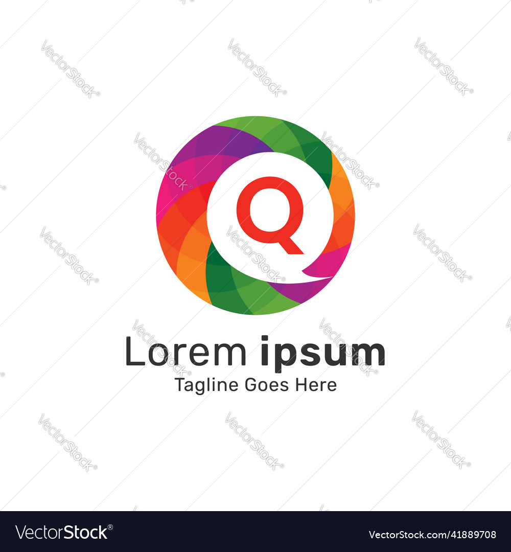 Colorful message circle with q letter logo