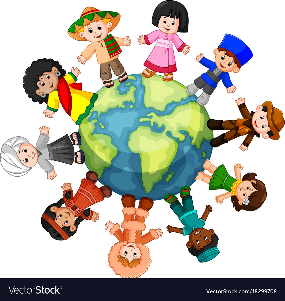 Different culture standing together holding hands Vector Image