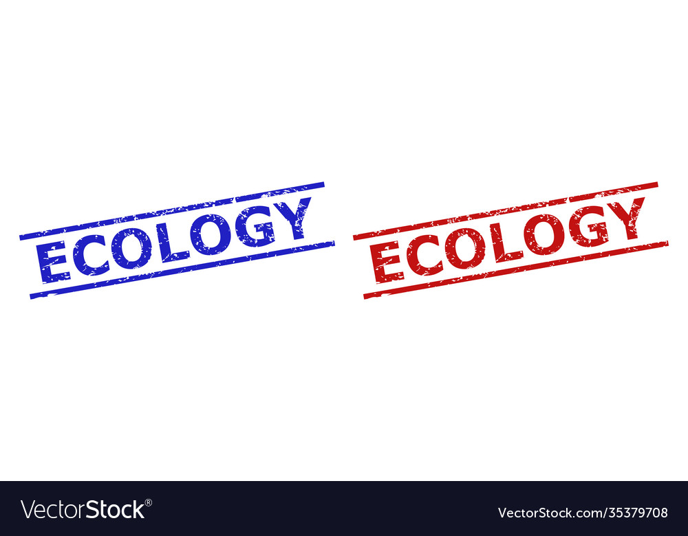 Ecology seals with grunge texture and parallel