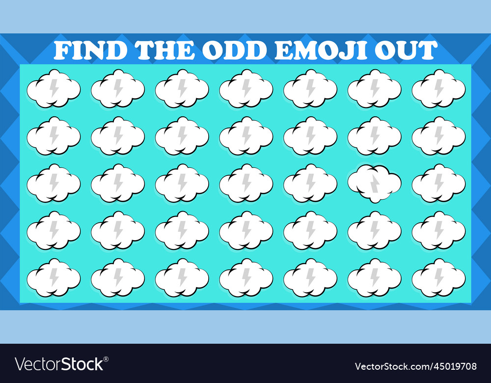 Find the odd emoji out visual logic puzzle game vector image Find the odd emoji out visual logic puzzle game
