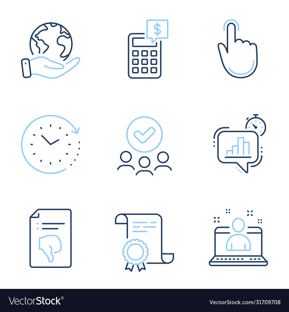 Hand click time change and best manager icons set vector image Hand click time change and best manager icons set