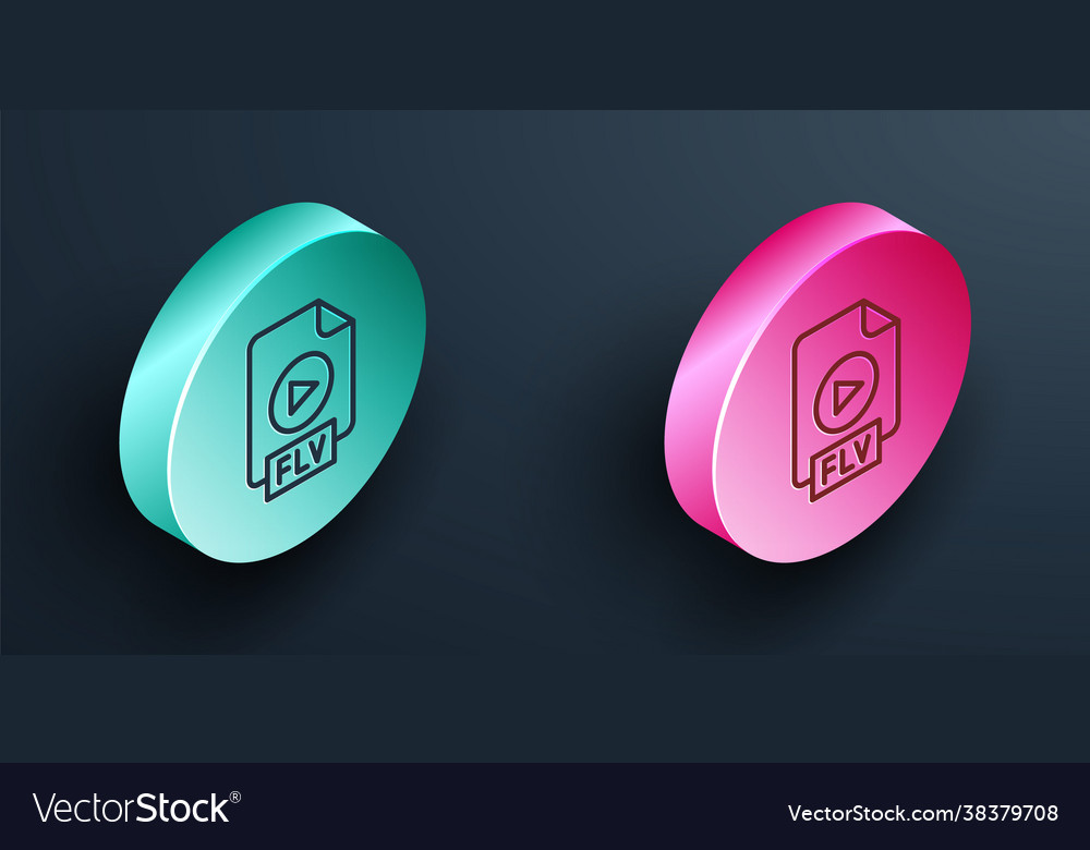 Isometric line flv file document video format vector image Isometric line flv file document video format