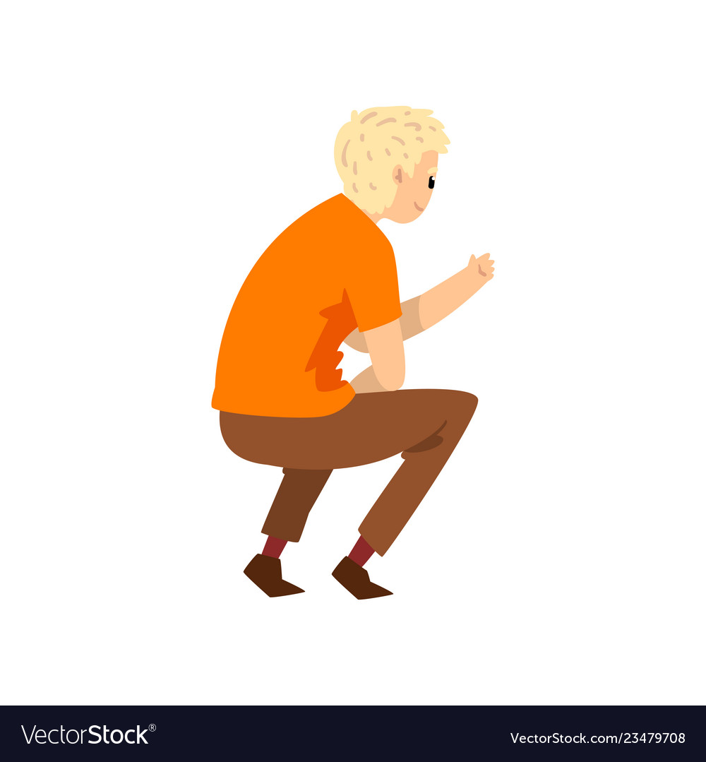 Man Squatting with Cat