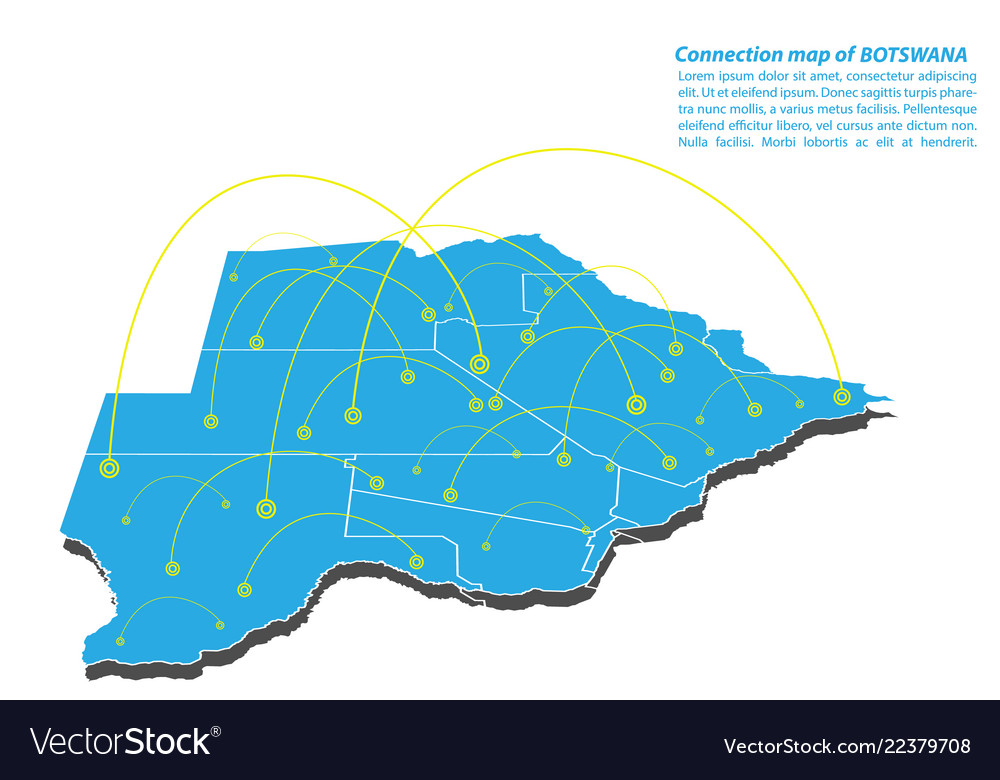 Modern of botswana map connections network design vector image Modern of botswana map connections network design