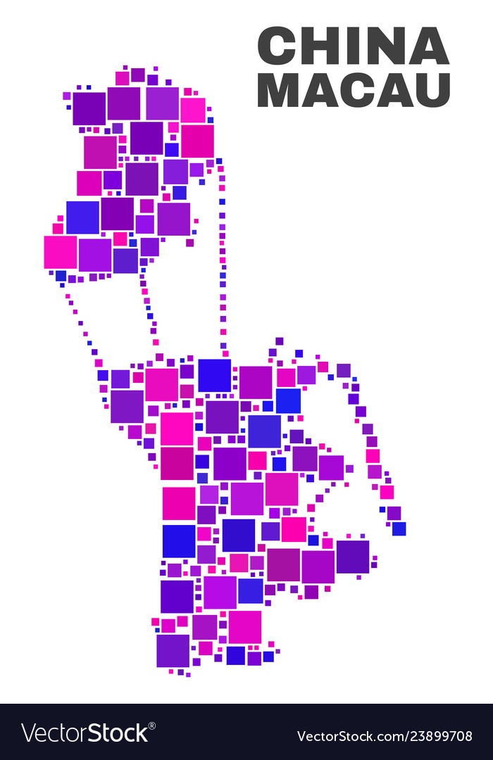 Mosaic macau map of square elements vector image Mosaic macau map of square elements