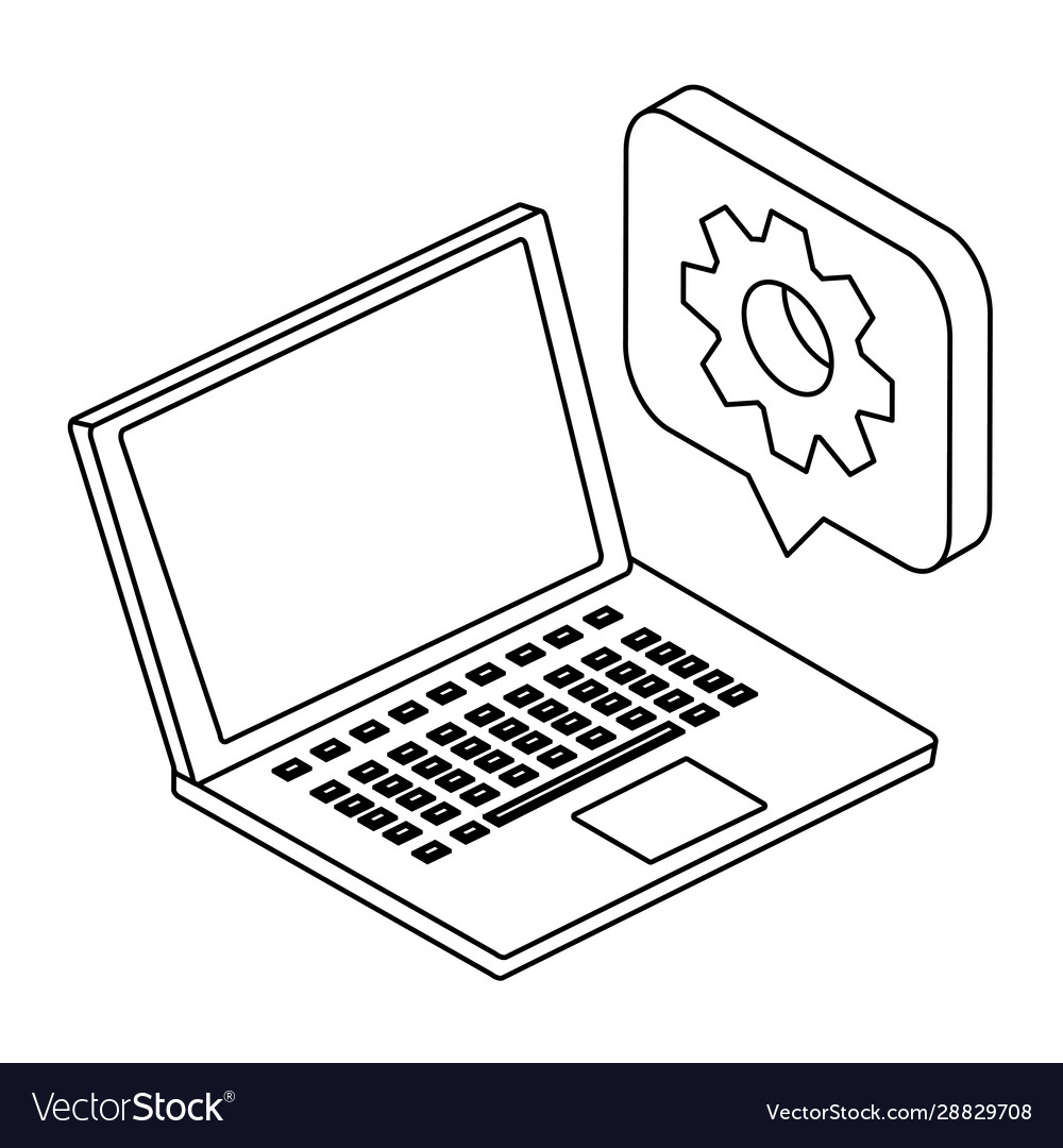 Open laptop on white background