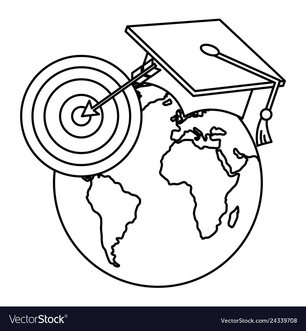 Planet graduated with target vector image Planet graduated with target