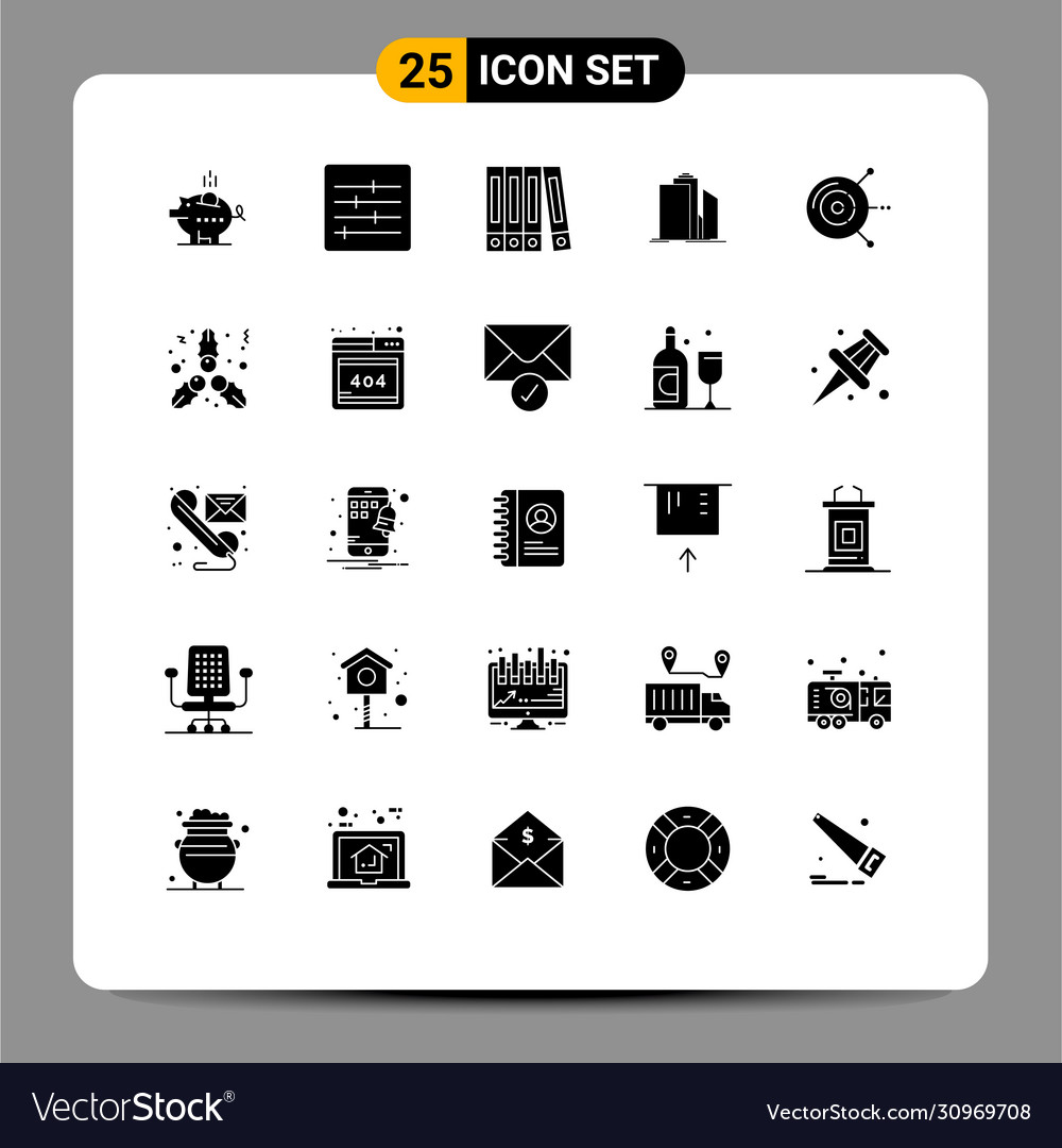 Set 25 solid glyphs on grid for computer