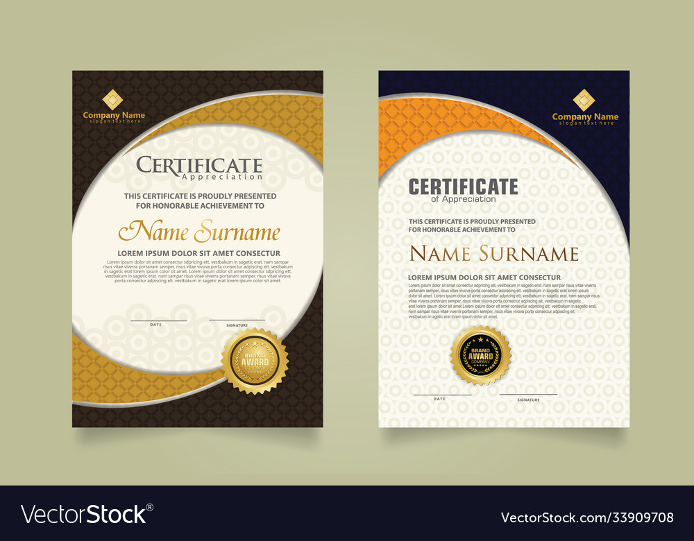Set modern certificate template with realistic vector image Set modern certificate template with realistic